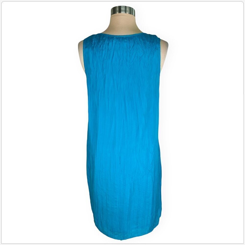 Calypso St Barth Deep Turquoise Crinkle Textured Silk Sleeveless Summer Dress M - Picture 4 of 5